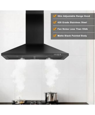 30-in 450-CFM Convertible Black Wall Mount Range Hoods