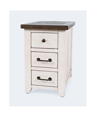 1-Pc Reclaimed Pine USB-Powered 3-Drawer Chairside Table