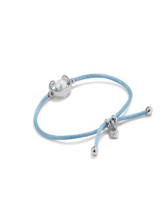 Blue Thread Cultivated Pearl Leather Bracelet