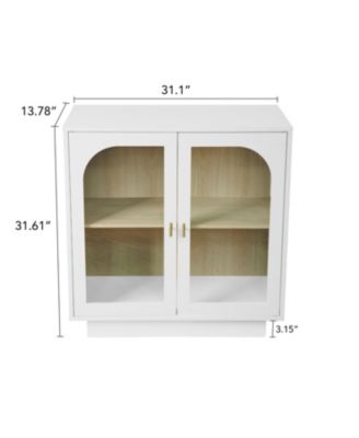Storage Cabinet with Acrylic Door for Living Room 2 Door Storage Cabinet Sideboard Cabinet Entryway Cabinet, White