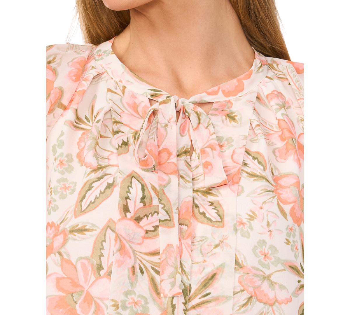 Shop Cece Women's Flutter-sleeve Tie-neck Blouse In New Ivory