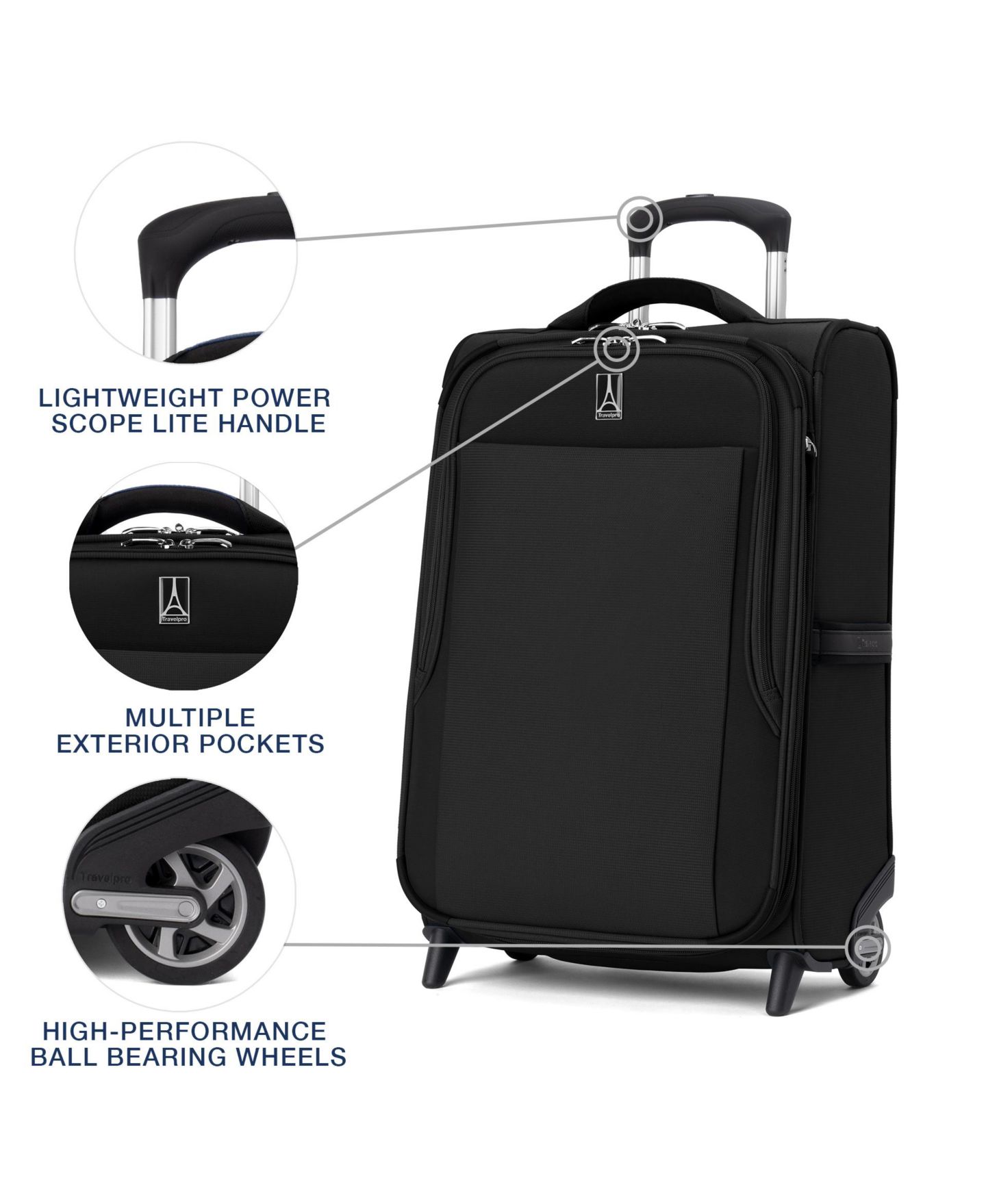 Чемодан Travelpro WalkAbout 7 Medium 2-Wheel Carry-on Expandable Rollaboard, цвет: Чёрный — фото 8