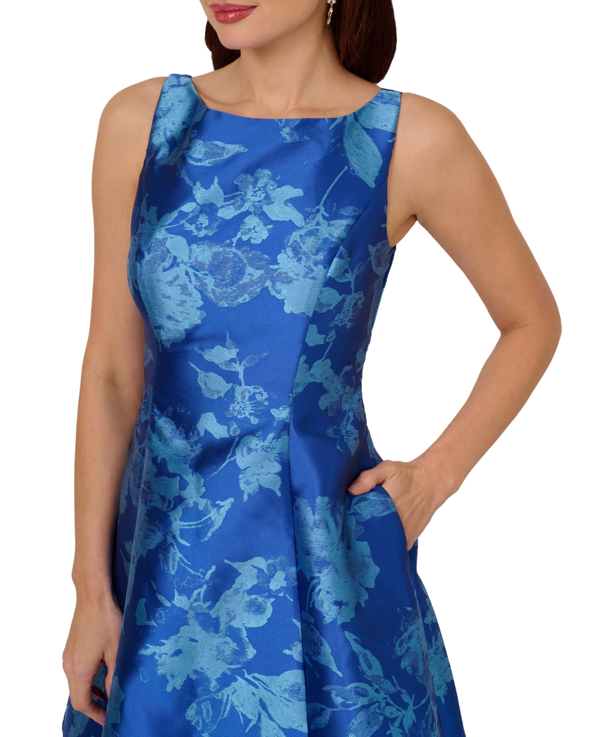 ADRIANNA PAPELL WOMEN'S BOAT-NECK METALLIC FIT & FLARE DRESS 