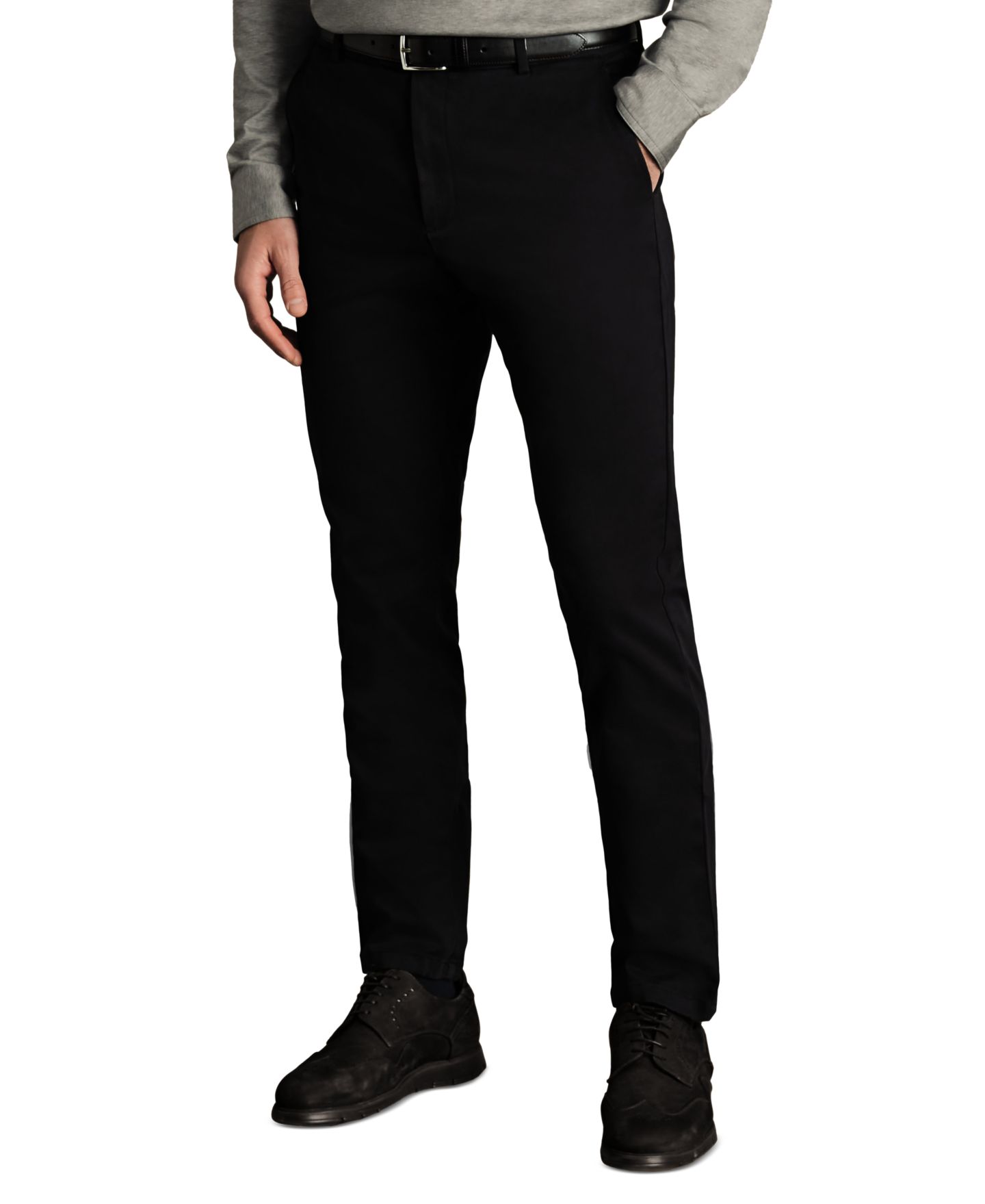 Мужские брюки Charles Tyrwhitt Ultimate Non-Iron Chino, цвет: Чёрный — фото 1