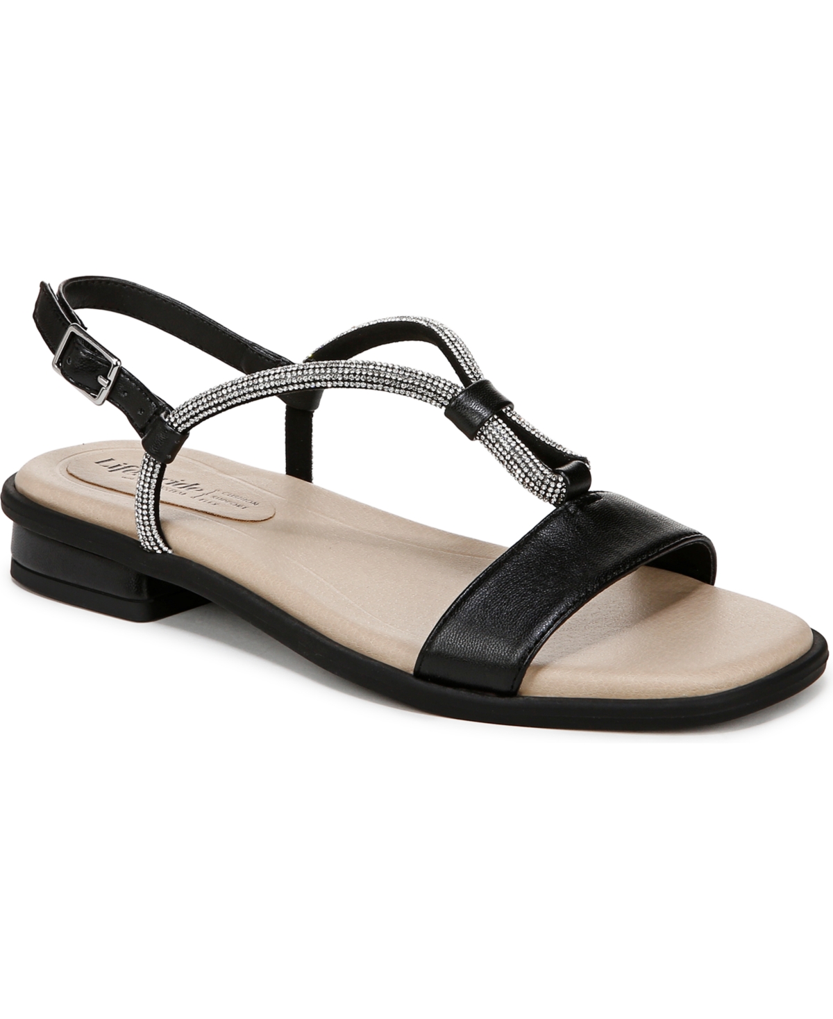 LIFESTRIDE WOMEN'S RADIANT SQUARE OPEN TOE SLINGBACK DRESS SANDALS 