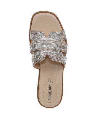 Women's Royalty Bling Square Toe Slide Sandals