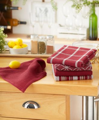 Wine Asst Cotton Dishtowel Dishcloth, Set of 5
