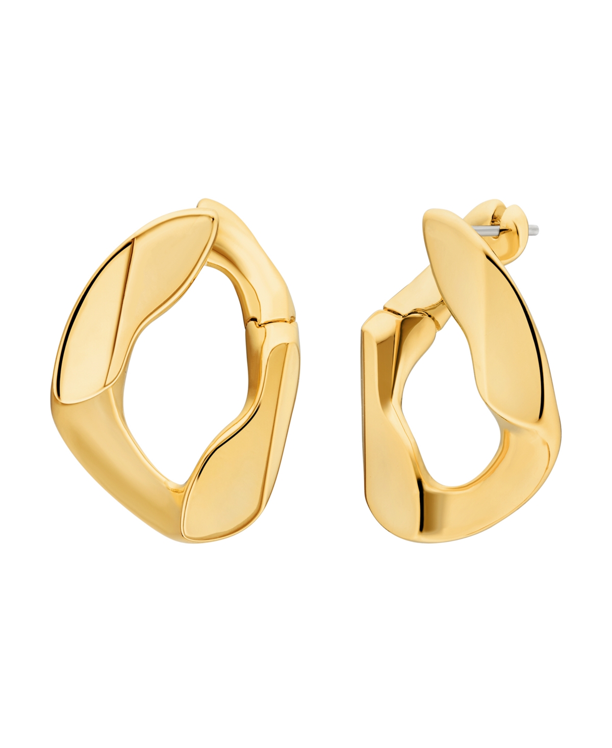 14K Gold Plated Link Earrings - Gold