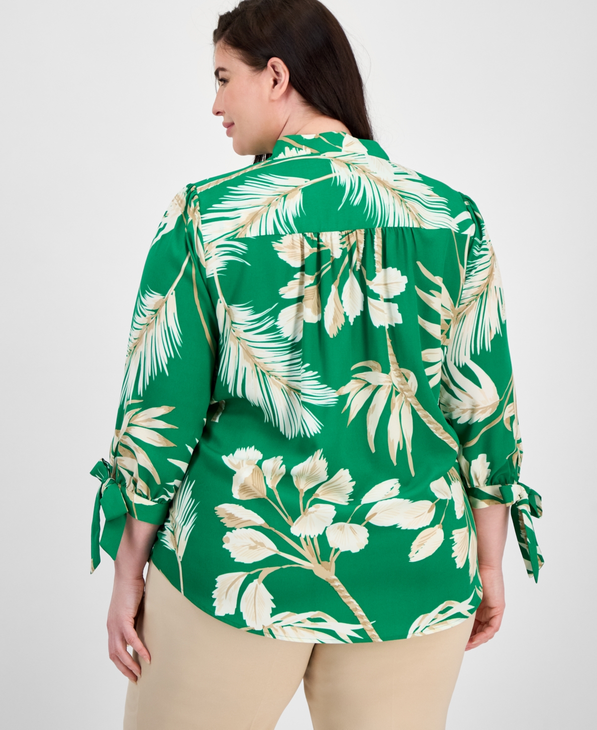 Anne Klein Plus Size Printed 3/4-sleeve Top