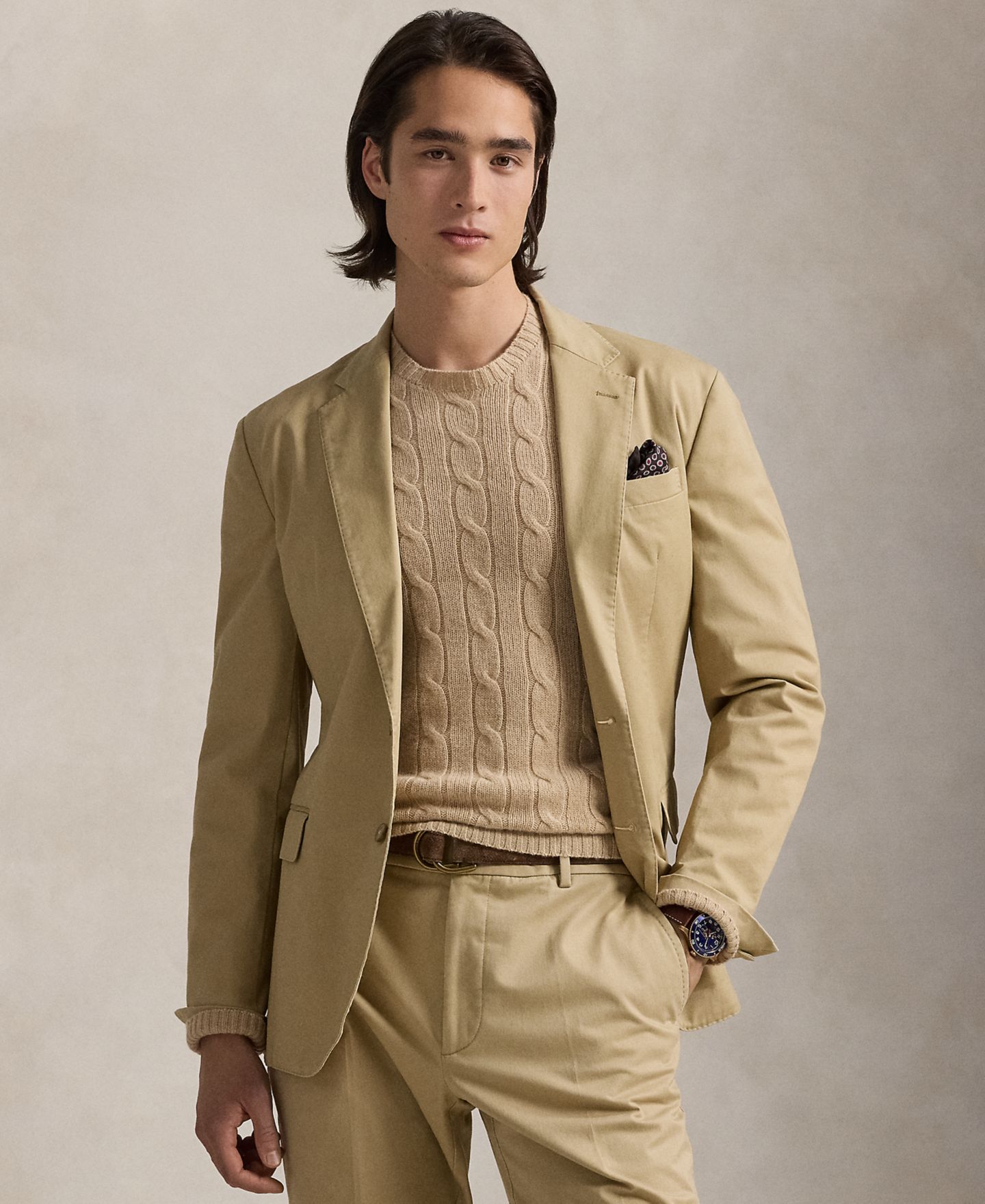 Мужские комплекты Polo Ralph Lauren Polo Chino Suit Jacket and Trousers, цвет: Зелёный — фото 2