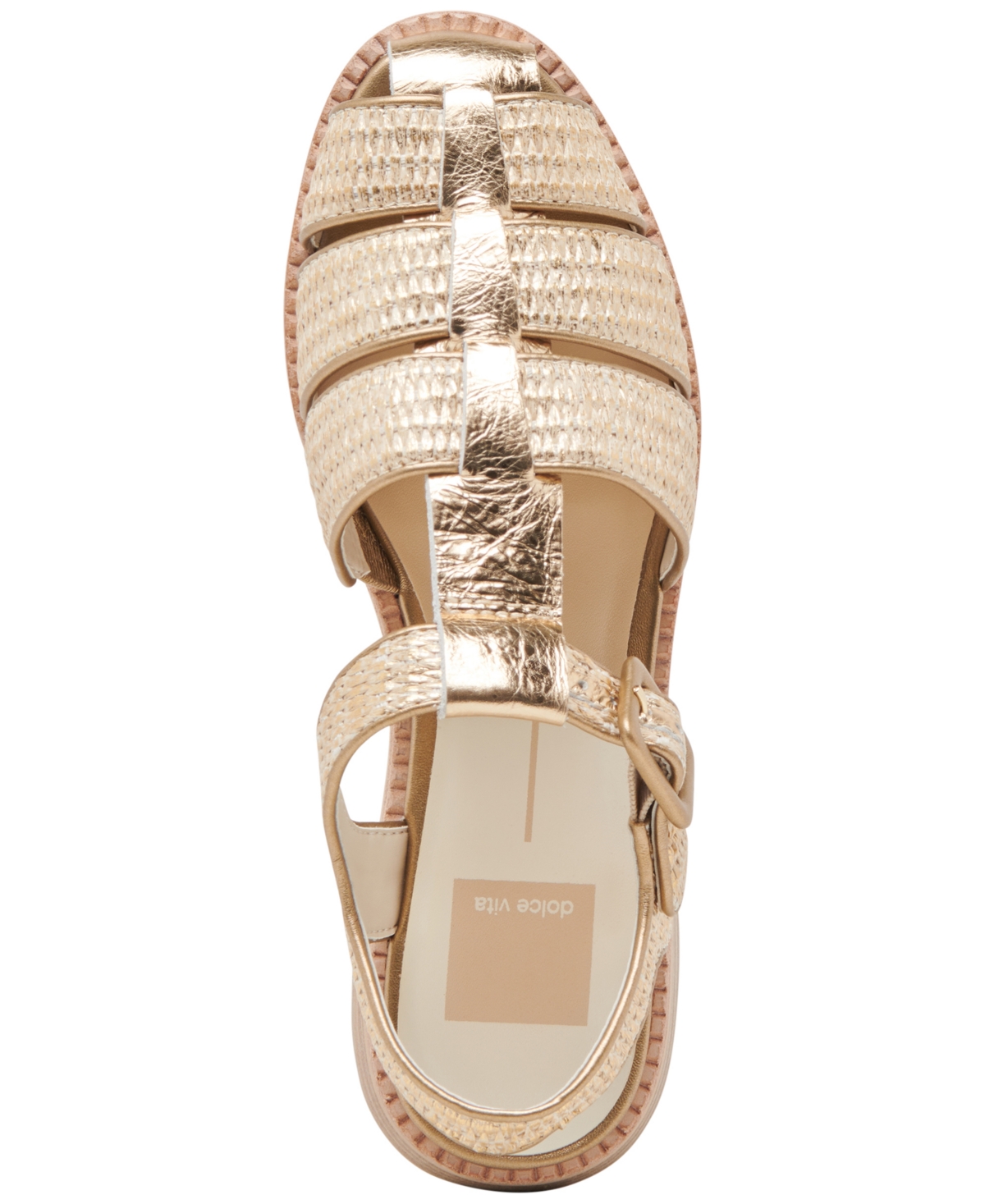 Dolce Vita Holis Womens Cushioned Footbed Leather Strappy Sandals In Light Gold Raffia