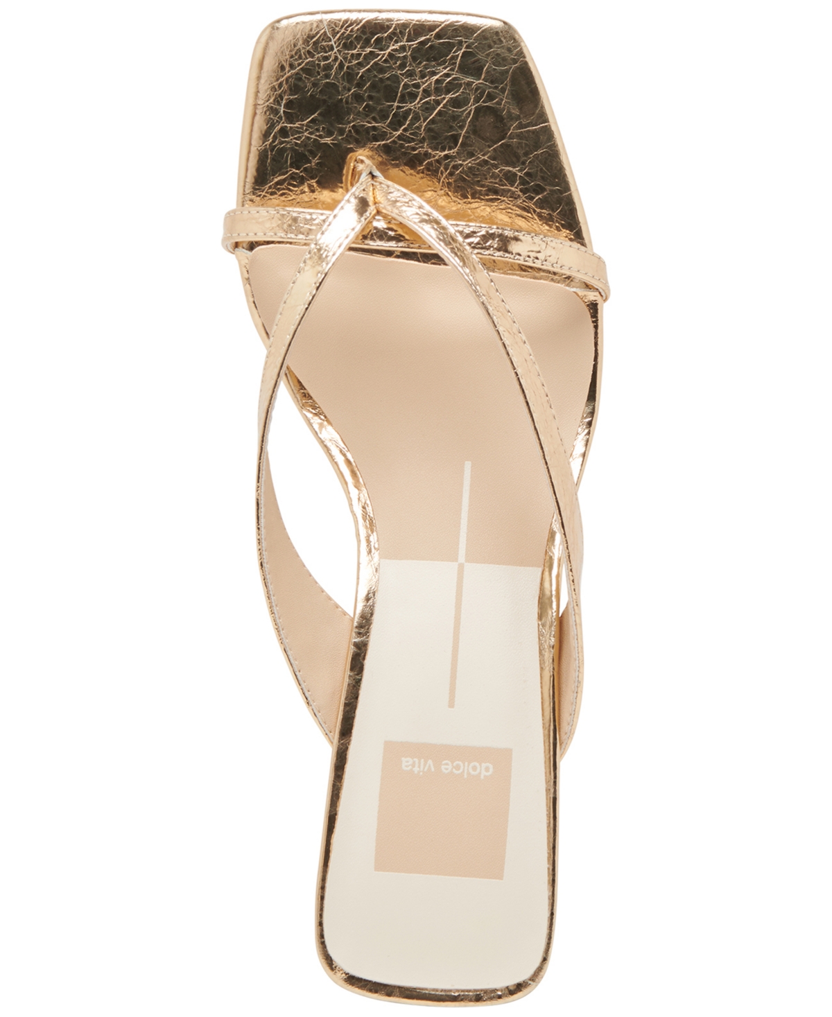 Dolce Vita Women's Gitel Crossband Slide High Heel Dress Sandals In Gold Distressed Metallic Leather