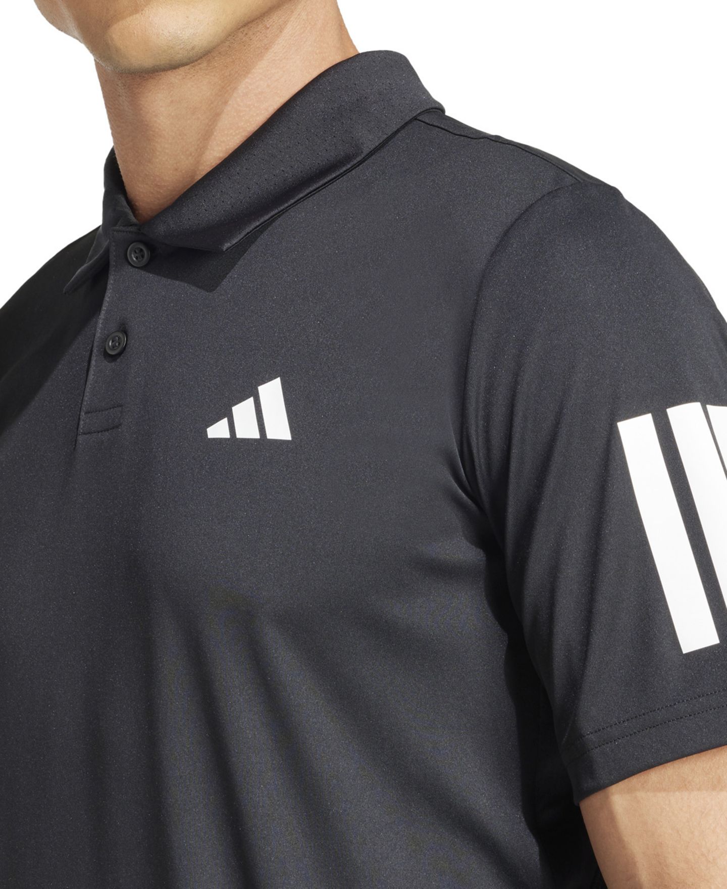 Мужское поло adidas Club Tennis Climacool 3-Stripes Polo Shirt, цвет: Чёрный — фото 3