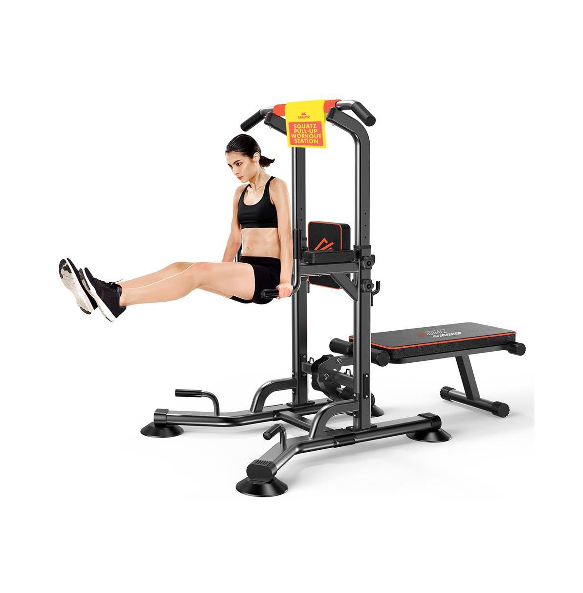 Pull-Up Workout Station with Adjustable Height for Home Gym Strength Training - Black