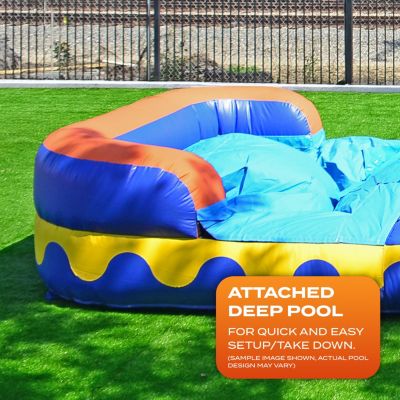 Dolphin Splash 14 Ft Commercial Grade Inflatable Water Slide with Deep Pool (with Blower)