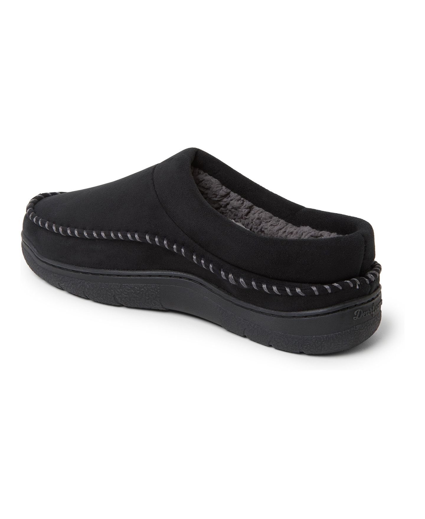 Мужские тапочки Dearfoams Thompson Moccasin Toe Clog House Shoe Slipper, цвет: Чёрный — фото 8