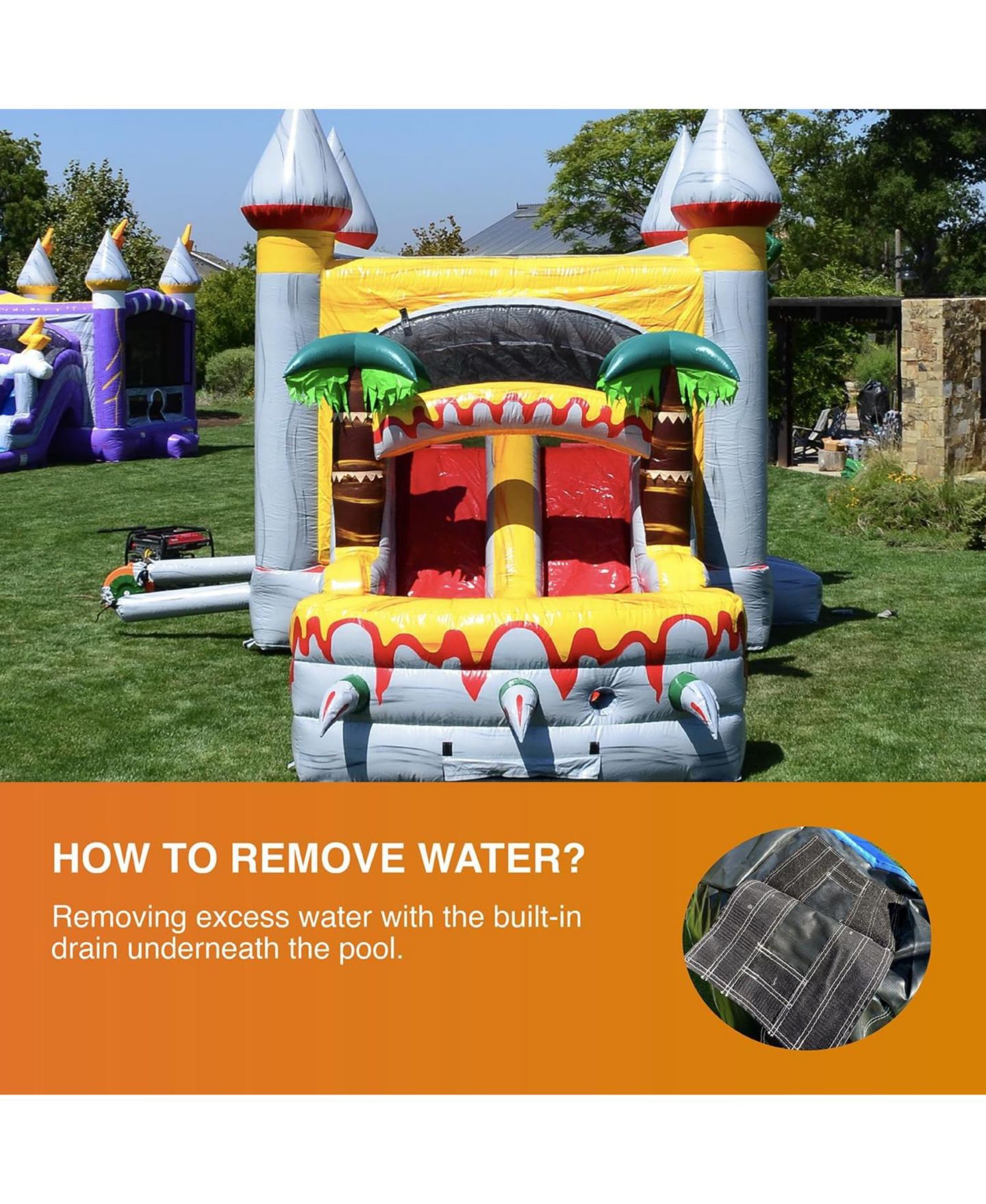 Детская игрушка Jumporange T-Rex Dual Lane Combo Water Slide Bounce House Inflatable, 31'L x 13'W x 15'H, Ages 3+, цвет: Open Miscellaneous — фото 9