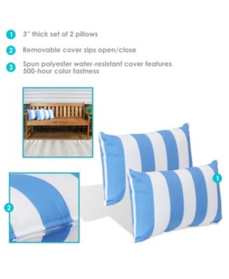 Indoor/Outdoor Weather-Resistant Polyester Lumbar Decorative Pillow with Zipper Closure - 2pk