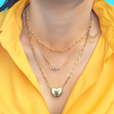 Gold Bead Station Chain Necklace