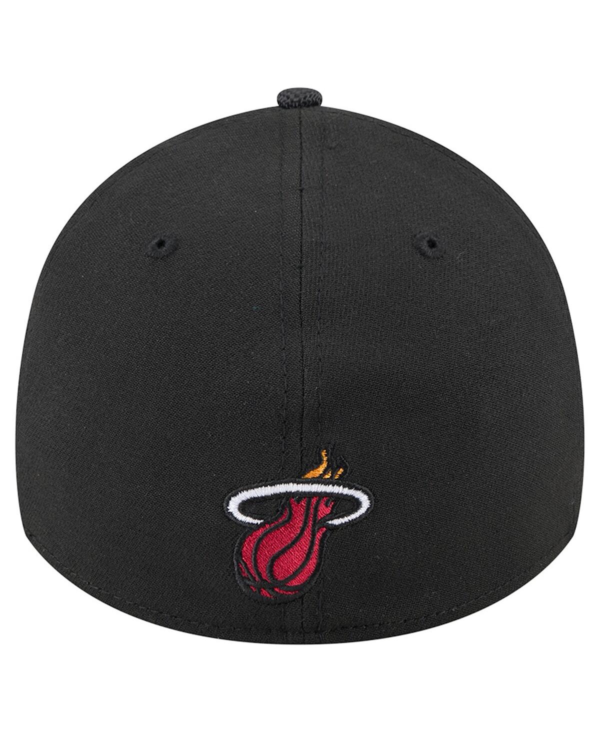 NEW ERA MEN'S BLACK MIAMI HEAT SPORT NIGHT 39THIRTY FLEX HAT 