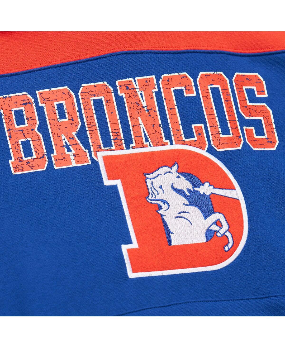 Mitchell & Ness Men's Royal Denver Broncos Off Field Vintage Logo Short Sleeve Pullover Hoodie In Royal
