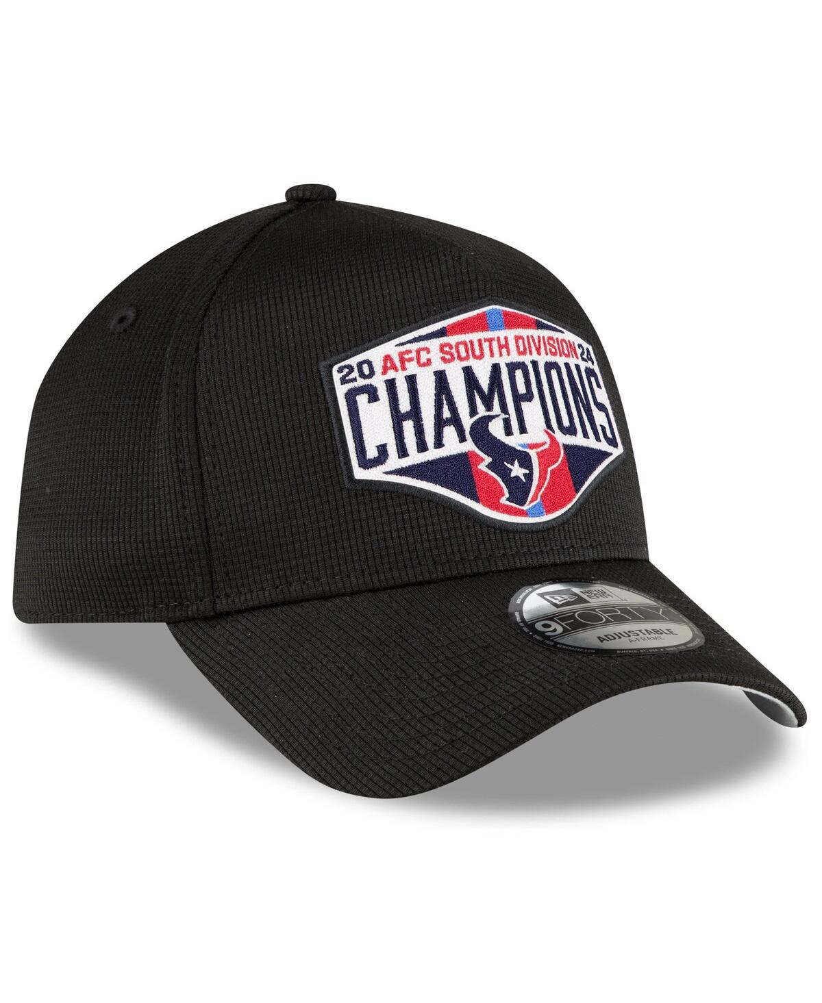 New Era Men's Black Houston Texans 2024 Afc South Division Champions Locker Room A-frame 9forty Adjustable H In Black