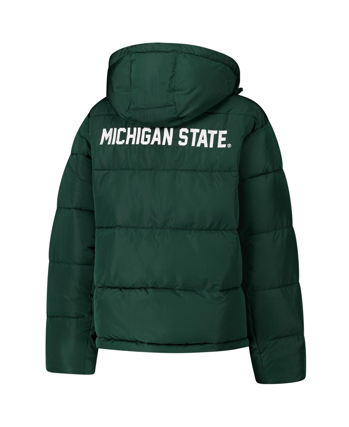 Hype And Vice Women's Green Michigan State Spartans Puffer Jacket In Green