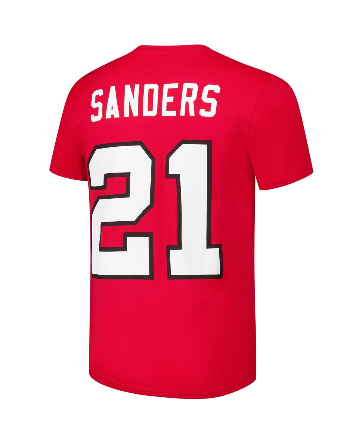 Mitchell & Ness Men's Red Deion Sanders Atlanta Falcons Retired Player Throwback Name Number T-shirt In Red