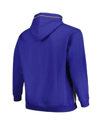 Men's Royal/Heather Gray Golden State Warriors Big Tall Contrast Pieced Stitched Full-Zip Hoodie