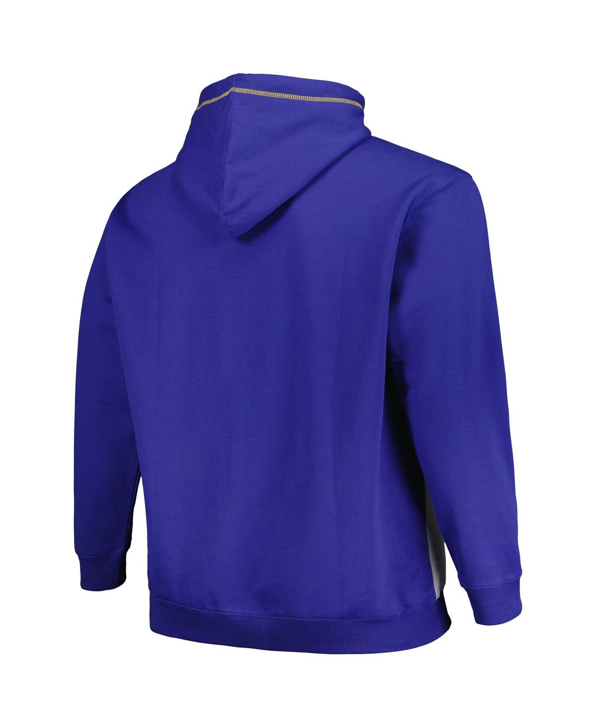 Fanatics Men's Royal/heather Gray Golden State Warriors Big Tall Contrast Pieced Stitched Full-zip Hoodie In Royal,heather Gray