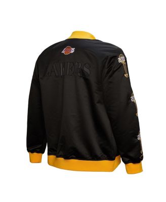 Men's Black Los Angeles Lakers Hardwood Classics Team OG 3.0 Lightweight Satin Full-Snap Jacket