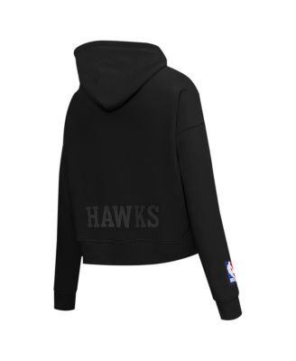 Women's Black Atlanta Hawks Jewels Cropped Pullover Hoodie