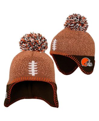 Outerstuff - Baby Boys and Girls Brown Cleveland Browns Football Head Knit Hat with Pom