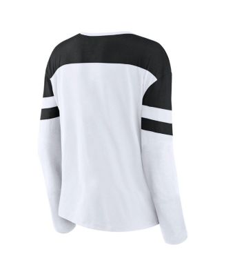 Women's White/Black Utah Hockey Club Frozen Notch Neck Long Sleeve T-Shirt
