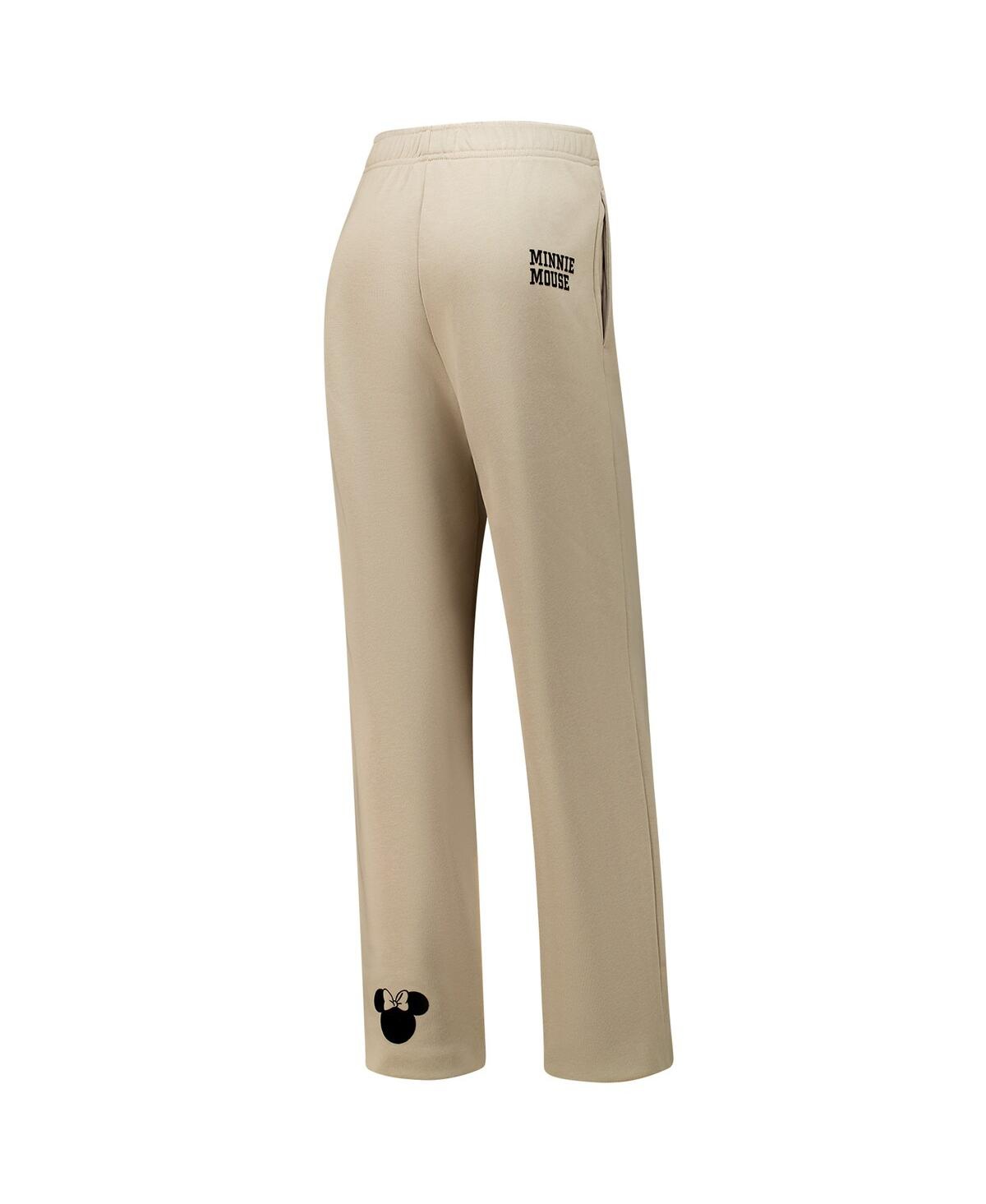 FREEZE MAX WOMEN'S TAN DISNEY MINNIE FLOWERS STRAIGHT LEG SWEATPANTS 
