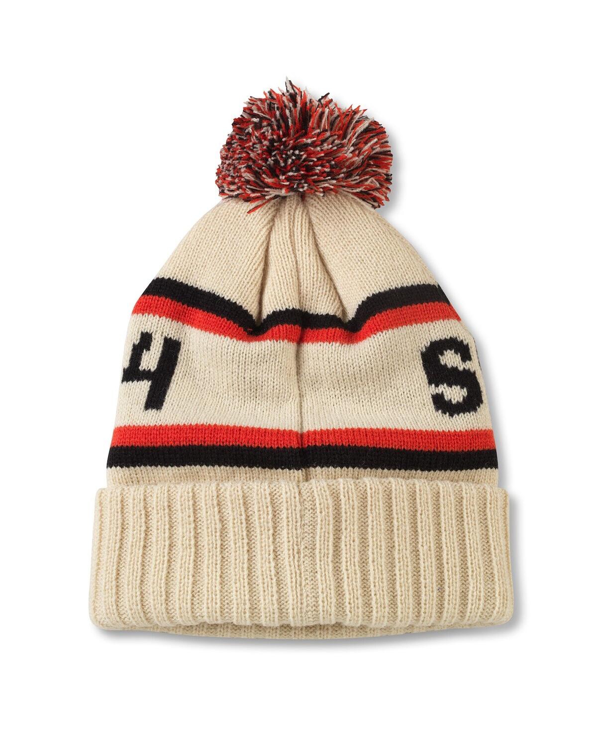 AMERICAN NEEDLE MEN'S CREAM ACE HARDWARE PILLOW LINE CUFFED WITH POM KNIT HAT 