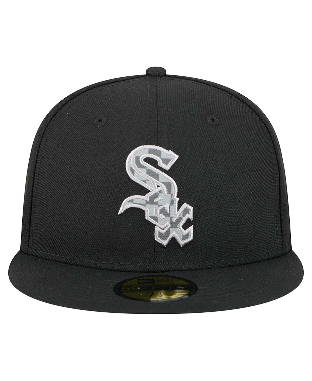 New Era Men's Black Chicago White Sox Checkered Undervisor 59fifty Fitted Hat In Black