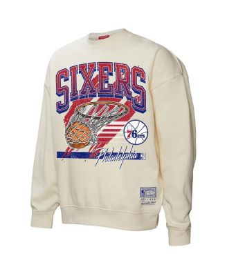 Women's Cream Philadelphia 76ers Brush Bucket Pullover Sweatshirt