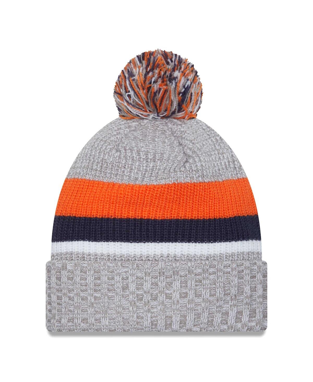 NEW ERA MEN'S HEATHER GRAY DENVER BRONCOS CUFFED WITH POM KNIT HAT 