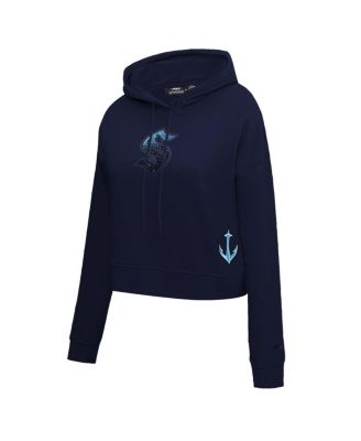 Women's Deep Sea Blue Seattle Kraken Jewels Cropped Pullover Hoodie