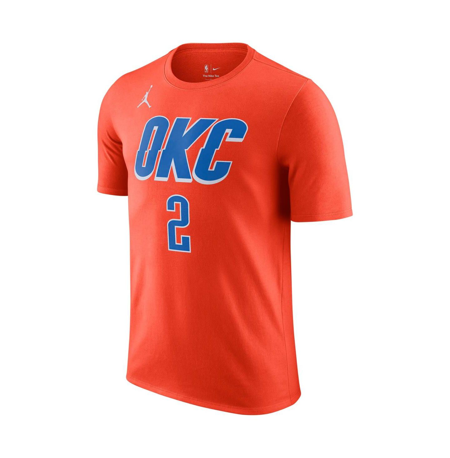 Мужская футболка Jordan Shai Gilgeous-Alexander Orange Oklahoma City Thunder 2022/23 Statement Edition Name & Number — фото 3