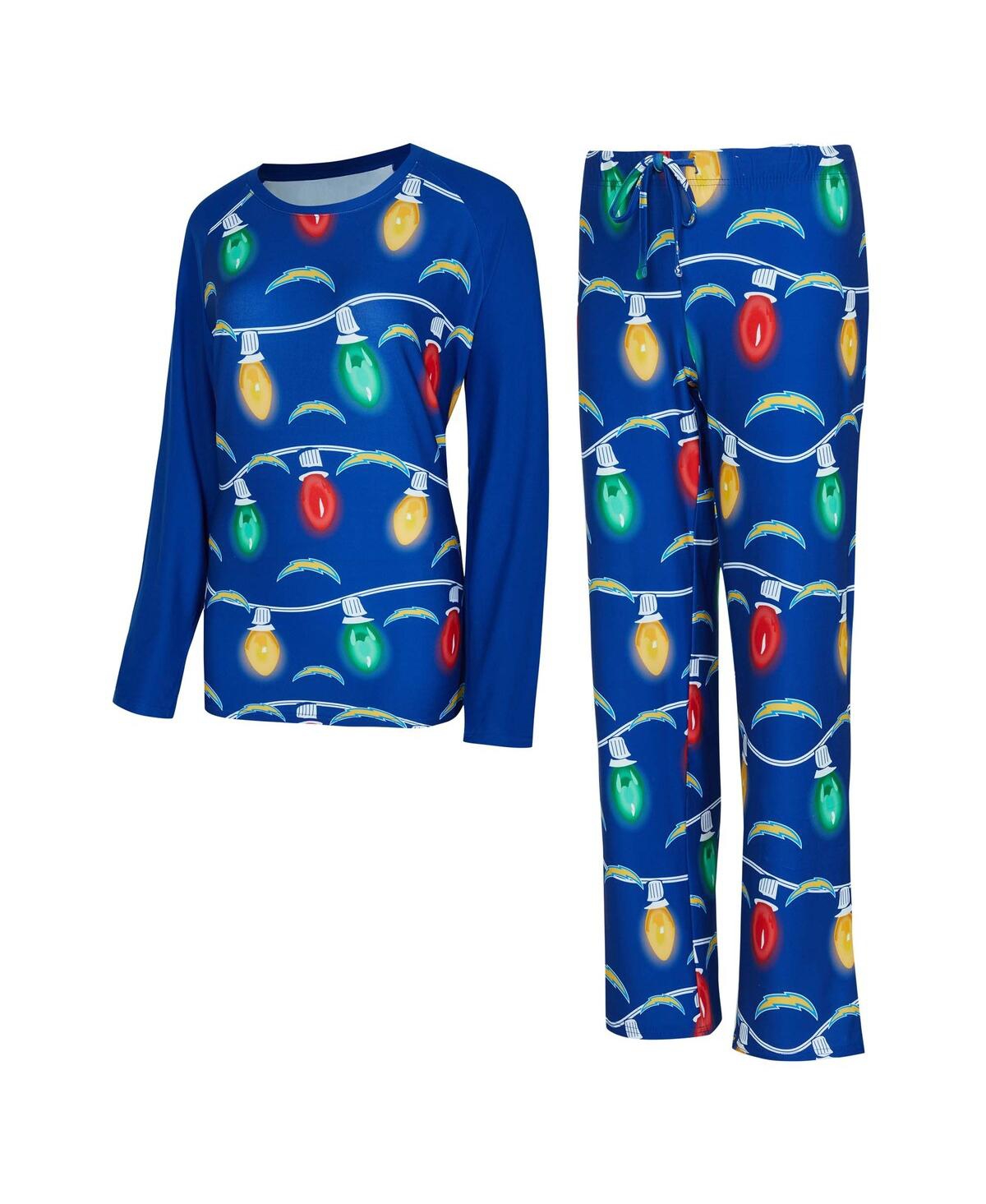 Women's Los Angeles Chargers Garland Knit Raglan Long Sleeve T-Shirt Pants Set - Powder Blue