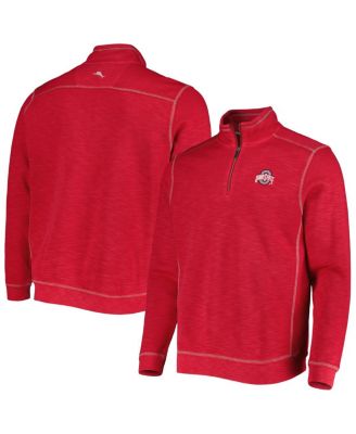 Tommy Bahama - Men's Scarlet Ohio State Buckeyes Big Tall Tobago Bay Tri-Blend Quarter-Zip Sweatshirt