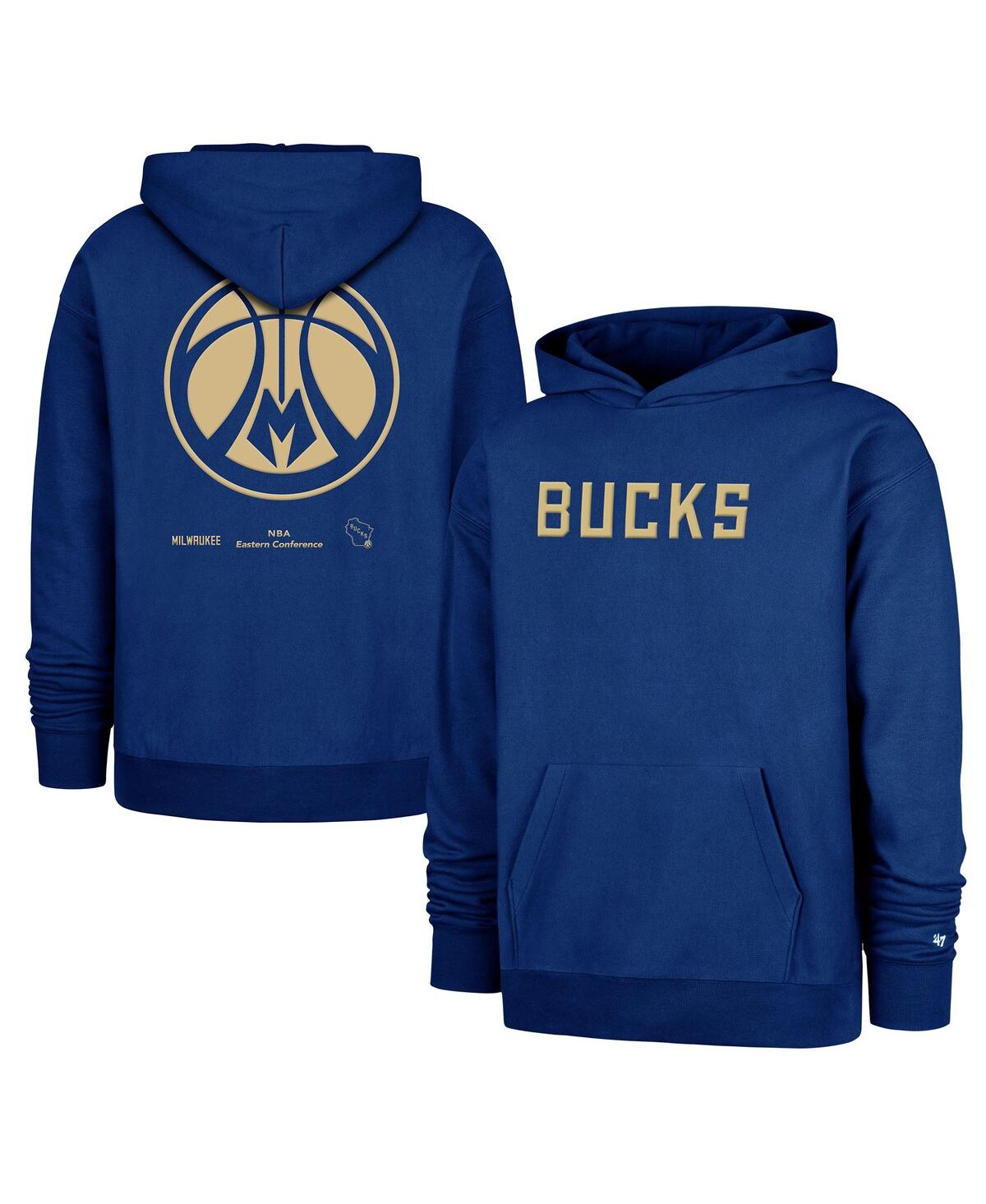 Shop 47 Brand Men's Royal Milwaukee Bucks 2024/25 City Edition Double Crossover Foundation Pullover Hoodie
