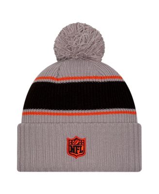 Men's Gray Cincinnati Bengals 2024 Sideline Sport Cuffed with Pom Knit Hat
