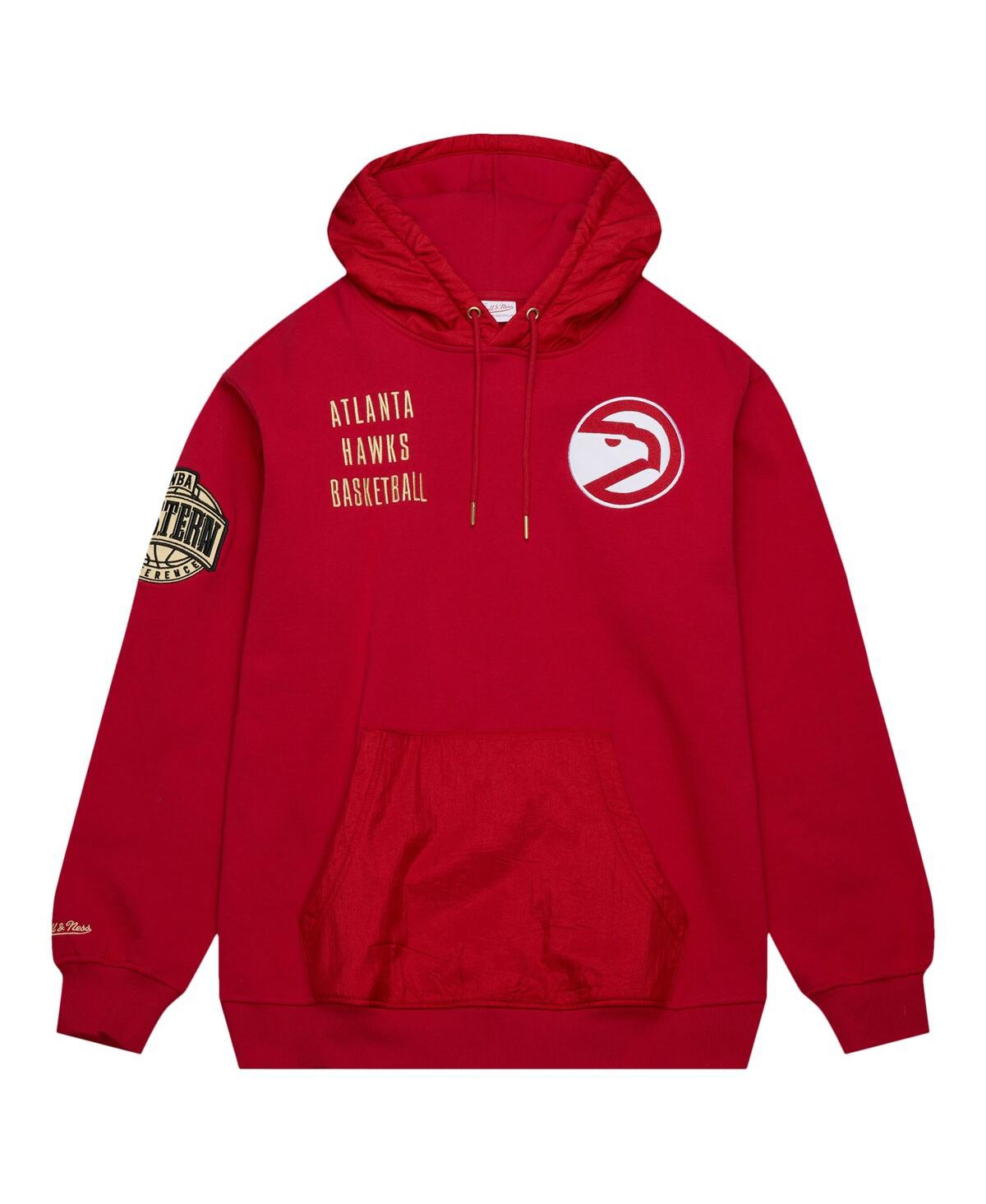 Mitchell & Ness Men's Red Atlanta Hawks Team Og 2.0 Vintage Logo Fleece Pullover Hoodie In Red