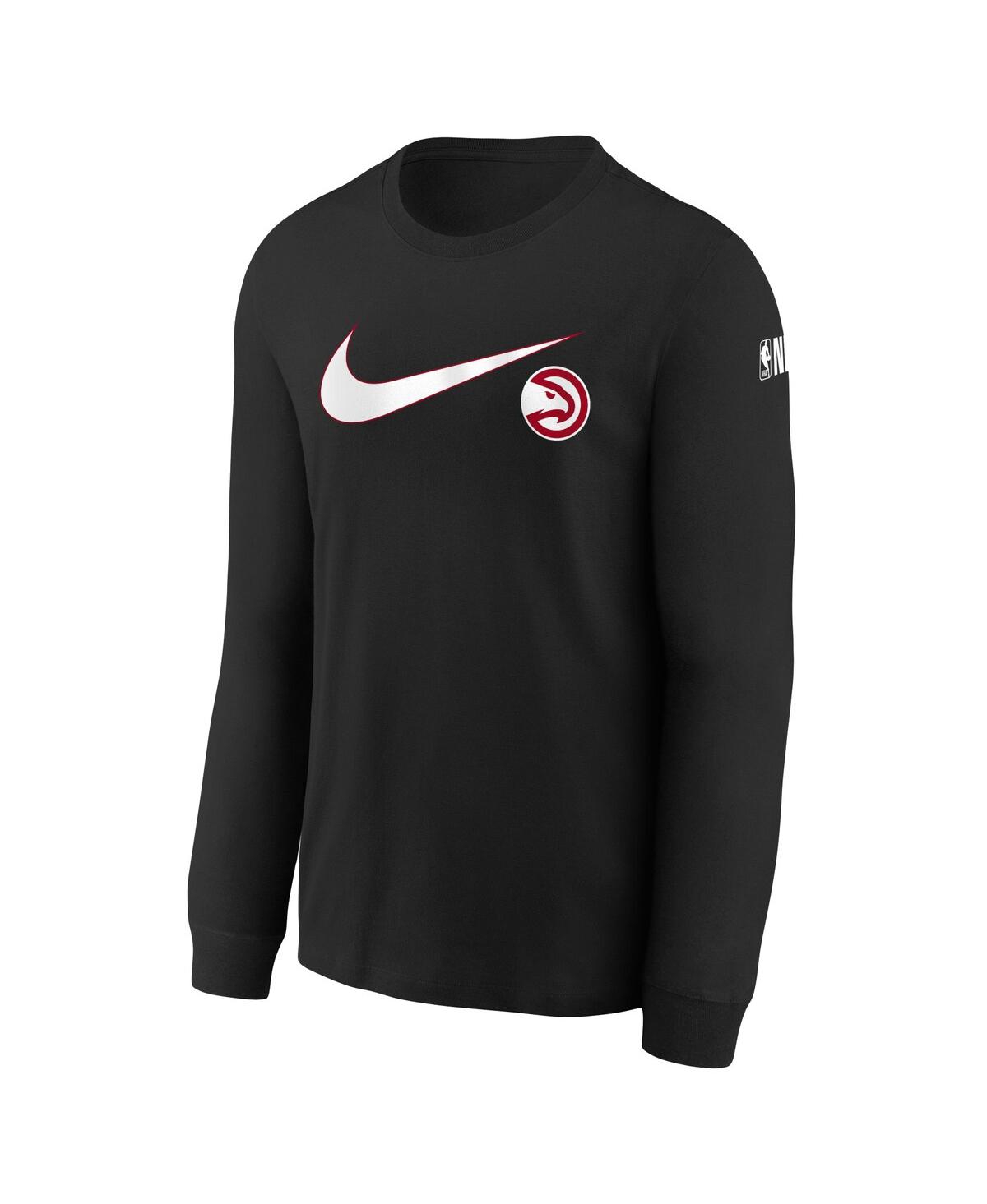 Nike Big Boys And Girls Black Atlanta Hawks Swoosh Long Sleeve T-shirt In Black