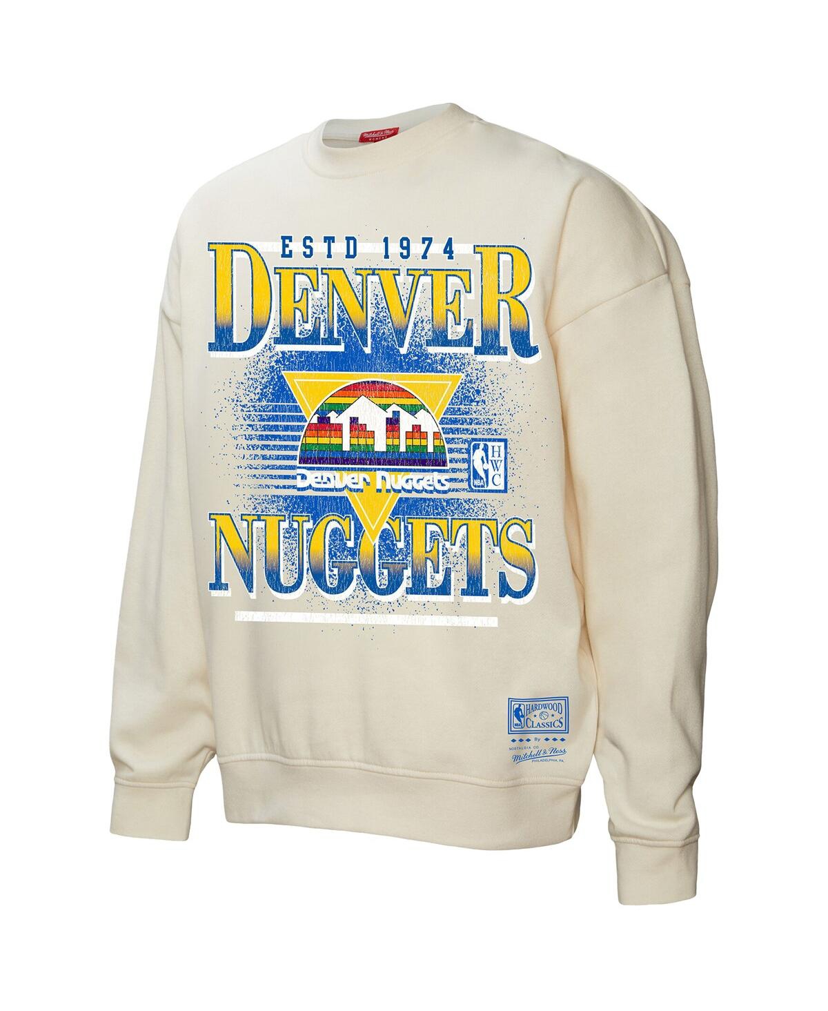 Mitchell & Ness Women's Cream Denver Nuggets Oversprayed Pullover Sweatshirt In Cream