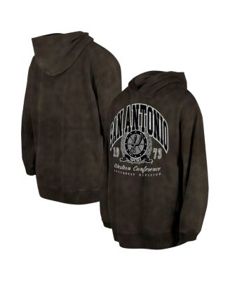 New Era - Men's and Women's  Charcoal San Antonio Spurs Oversized Essentials Pigment Wash Fleece Pullover Hoodie