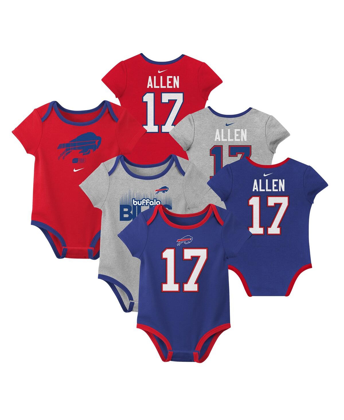 Nike Big Boys And Girls Josh Allen Buffalo Bills Name Number 3-pack Bodysuit Set In Royal